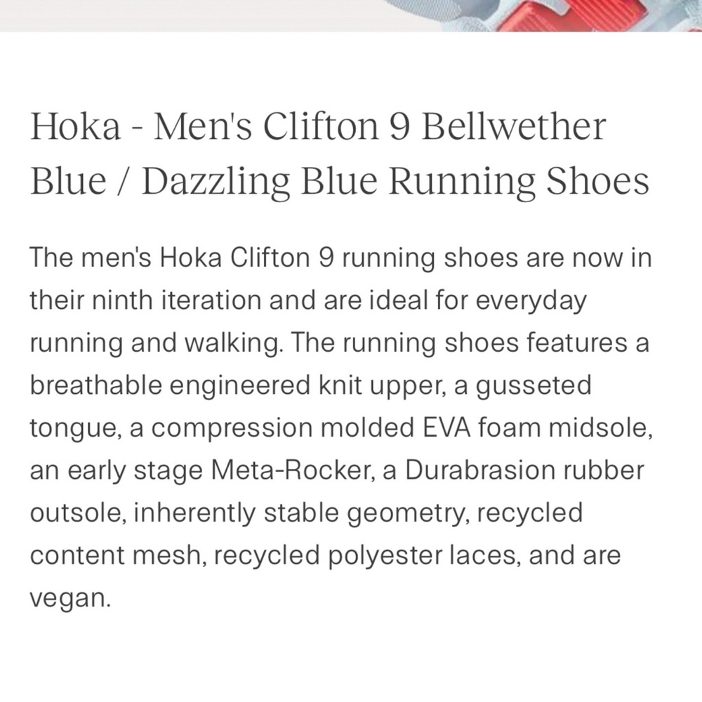 HOKA Mens Clifton 9 Bellwether Blue Dazzling Blue Running Shoe Size 15D - Picture 2 of 14